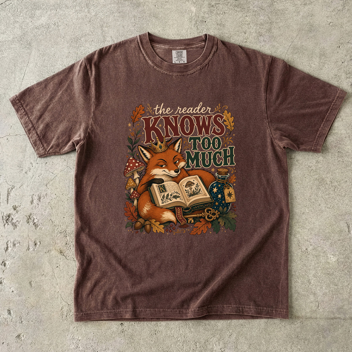 The Reader Knows Too Much Fox Romantasy Reader T-Shirt