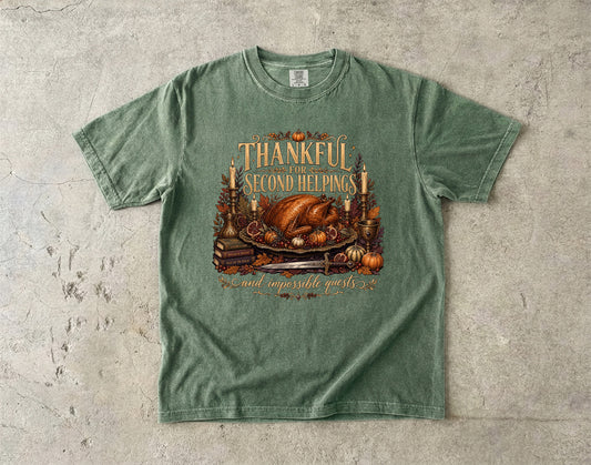 Thankful for Second Helpings Romantasy Reader T-Shirt