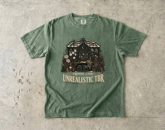 Growing a Very Unrealistic TBR Romantasy Reader T-Shirt