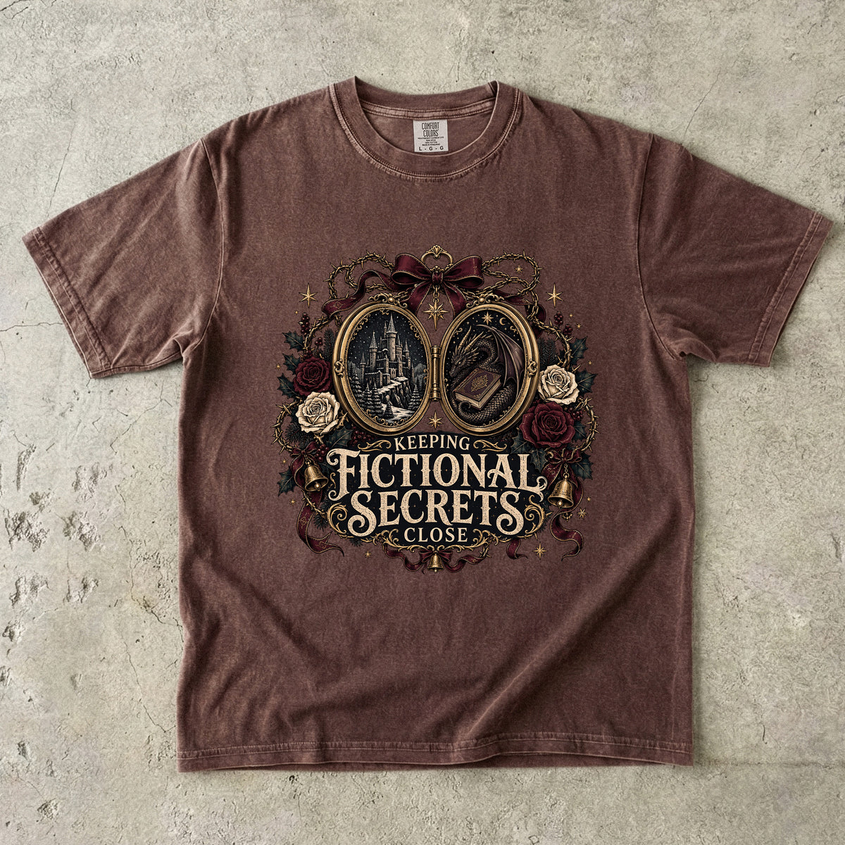 Keeping Fictional Secrets Close Romantasy Reader T-Shirt