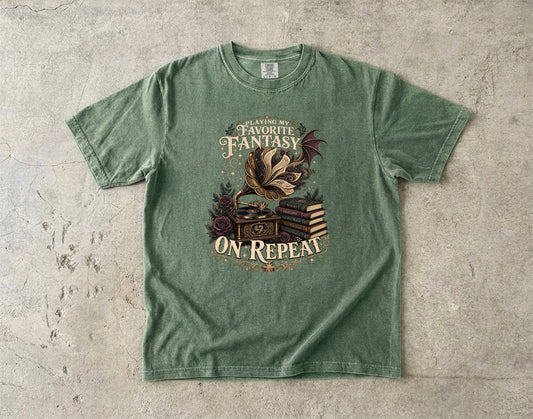 Playing My Favorite Fantasy on Repeat Romantasy Reader T-Shirt