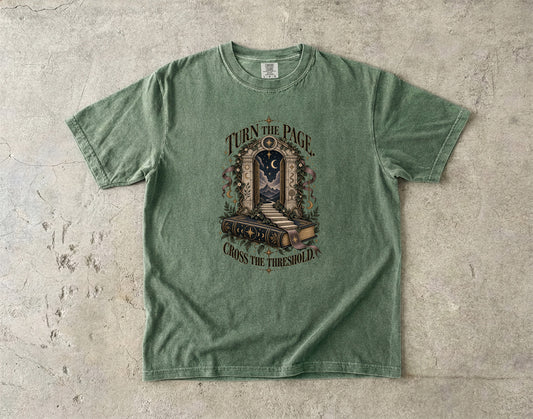 Turn the Page, Cross the Threshold Romantasy Reader T-Shirt