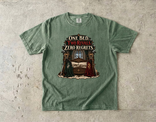 One Bed, Two Rivals, Zero Regrets Romantasy Reader T-Shirt