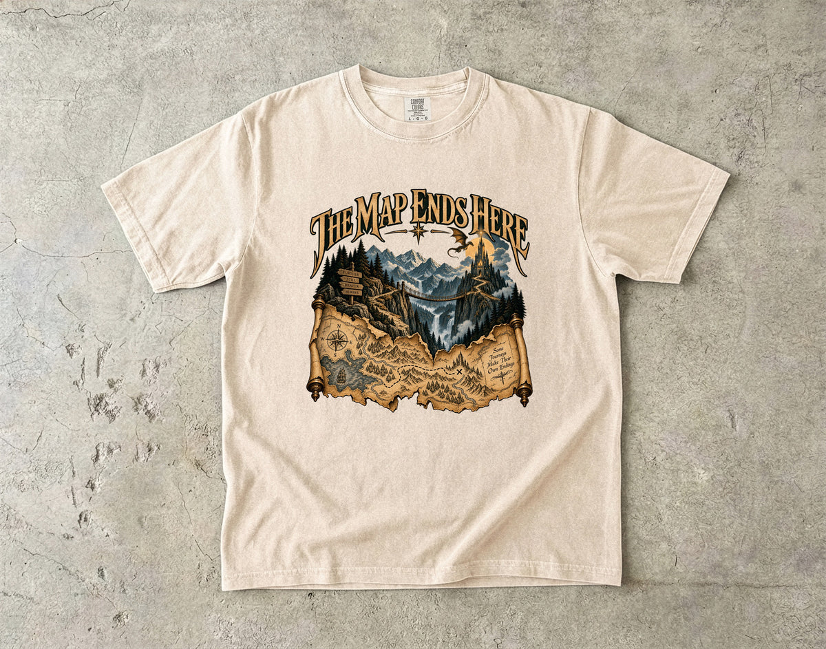 The Map Ends Here Romantasy Reader T-Shirt