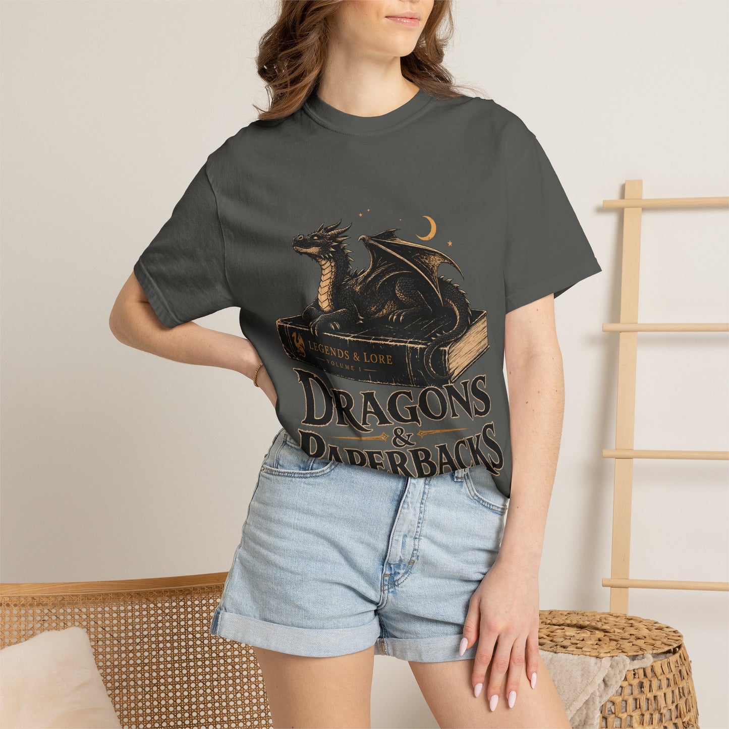 Dragons & Paperbacks Romantasy Reader T-Shirt