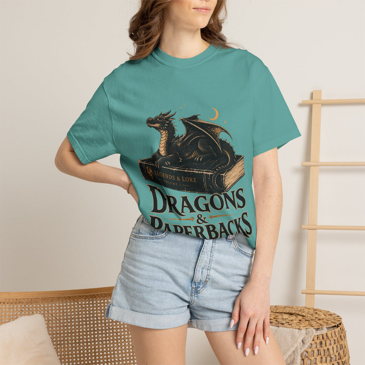 Dragons & Paperbacks Romantasy Reader T-Shirt