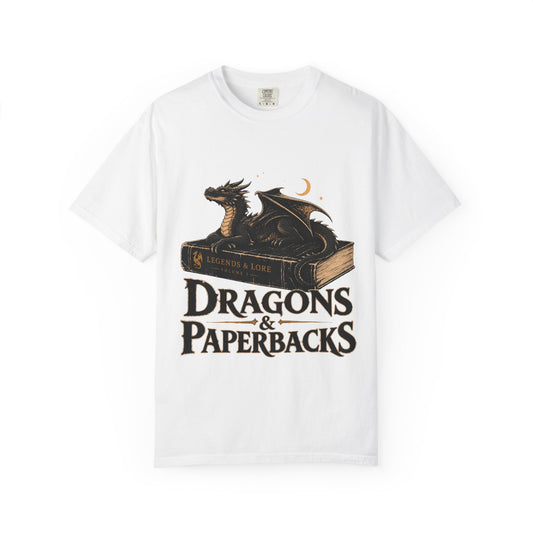 Dragons & Paperbacks Romantasy Reader T-Shirt