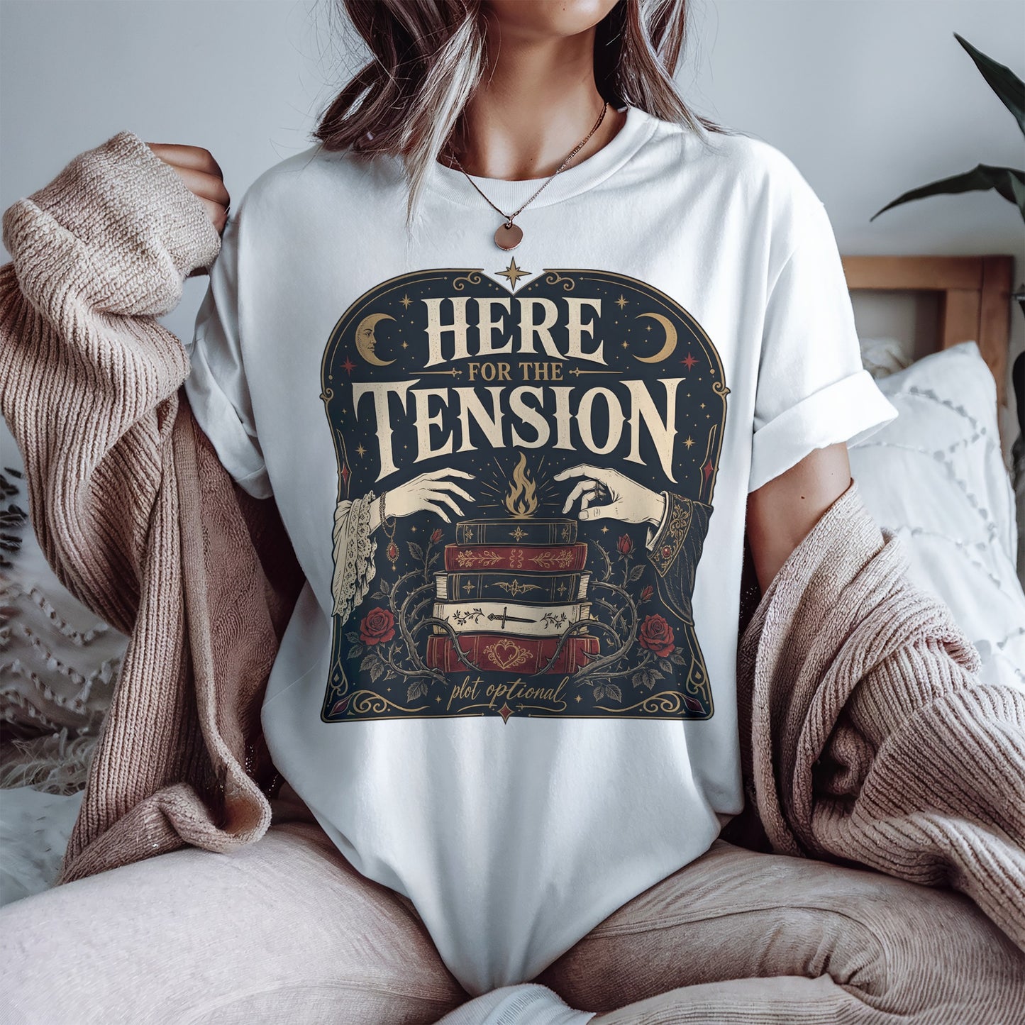 Here for the Tension Romantasy Reader T-Shirt