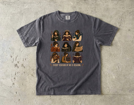 Every Version of Me Is Reading Romantasy Reader T-Shirt
