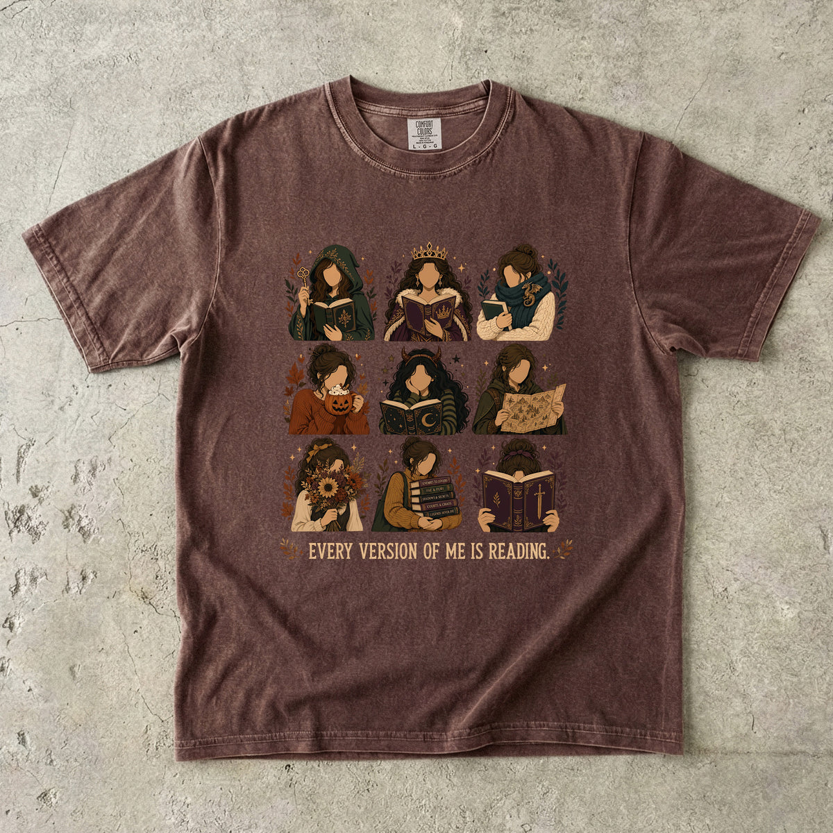 Every Version of Me Is Reading Romantasy Reader T-Shirt
