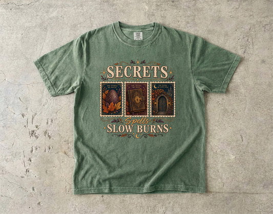 Secrets, Spells & Slow Burns Romantasy Reader T-Shirt