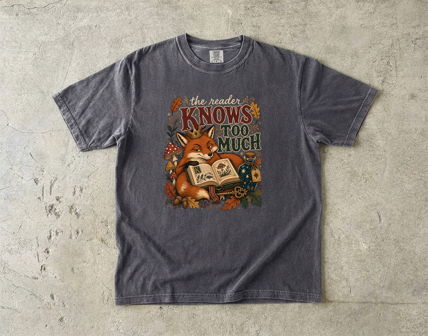 The Reader Knows Too Much Fox Romantasy Reader T-Shirt