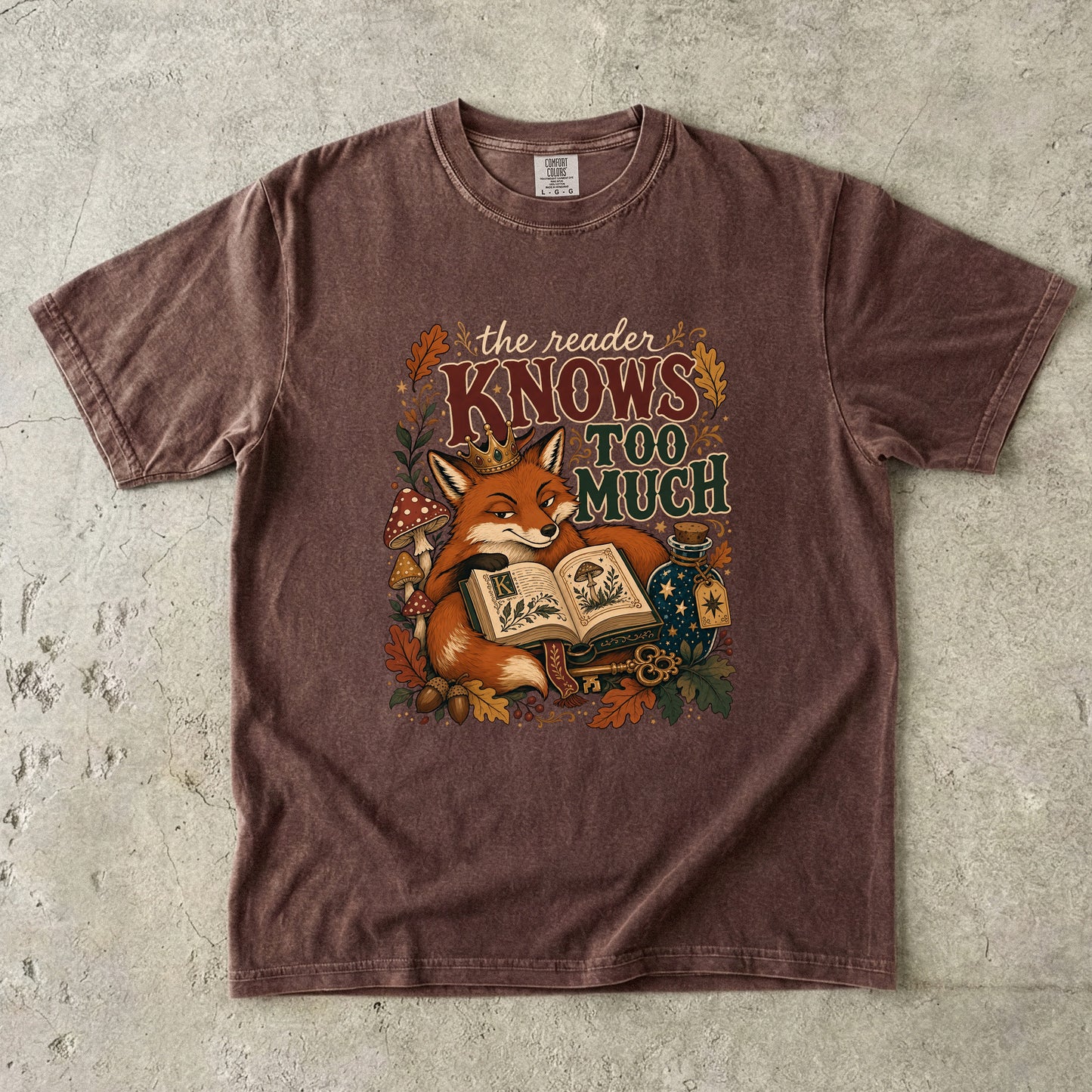The Reader Knows Too Much Fox Romantasy Reader T-Shirt