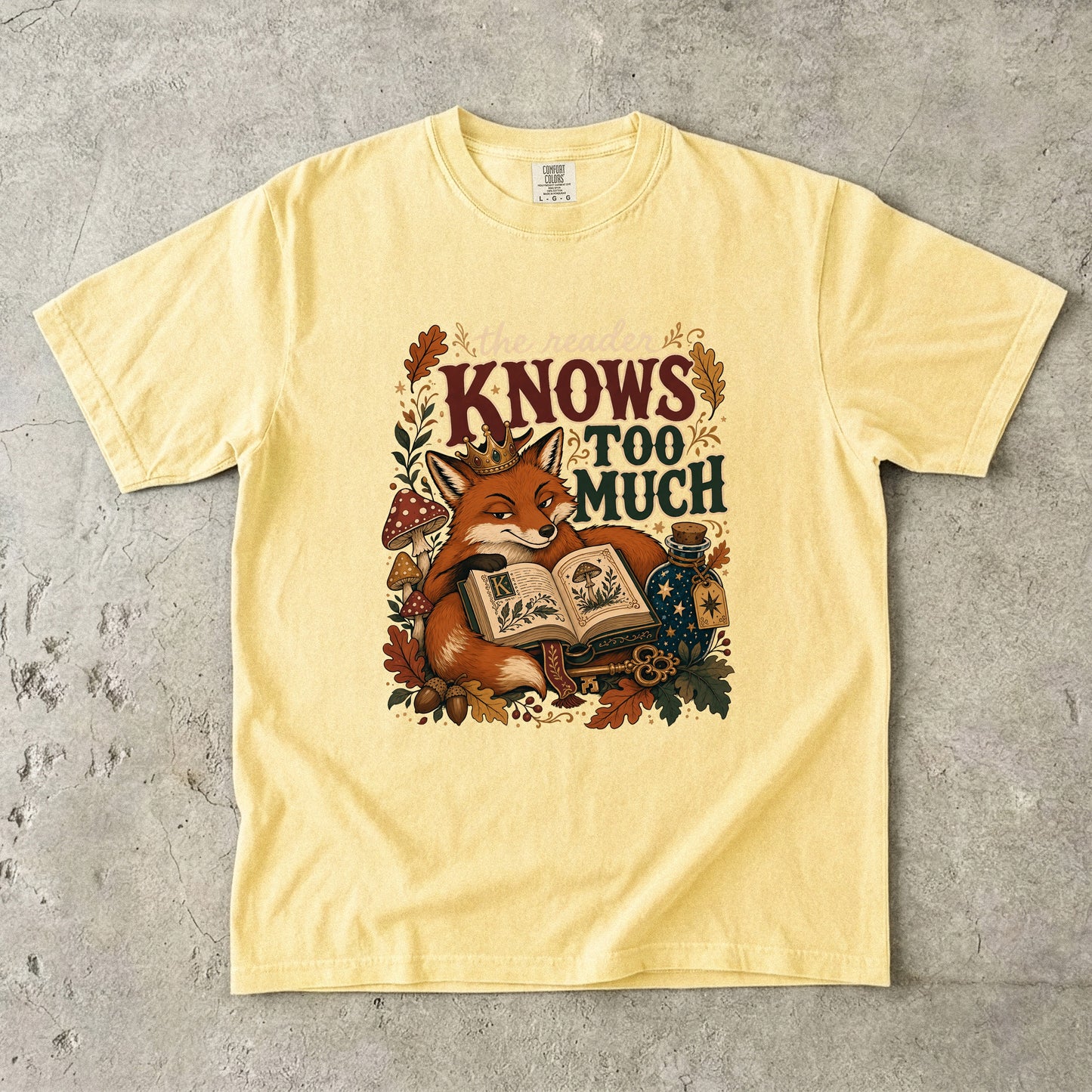 The Reader Knows Too Much Fox Romantasy Reader T-Shirt