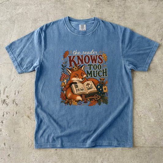 The Reader Knows Too Much Fox Romantasy Reader T-Shirt