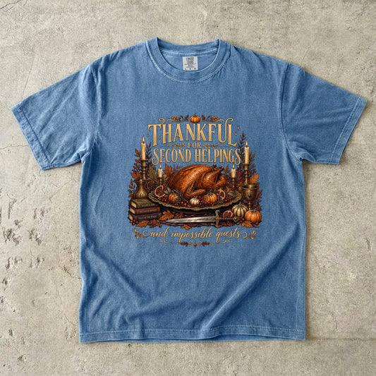 Thankful for Second Helpings Romantasy Reader T-Shirt
