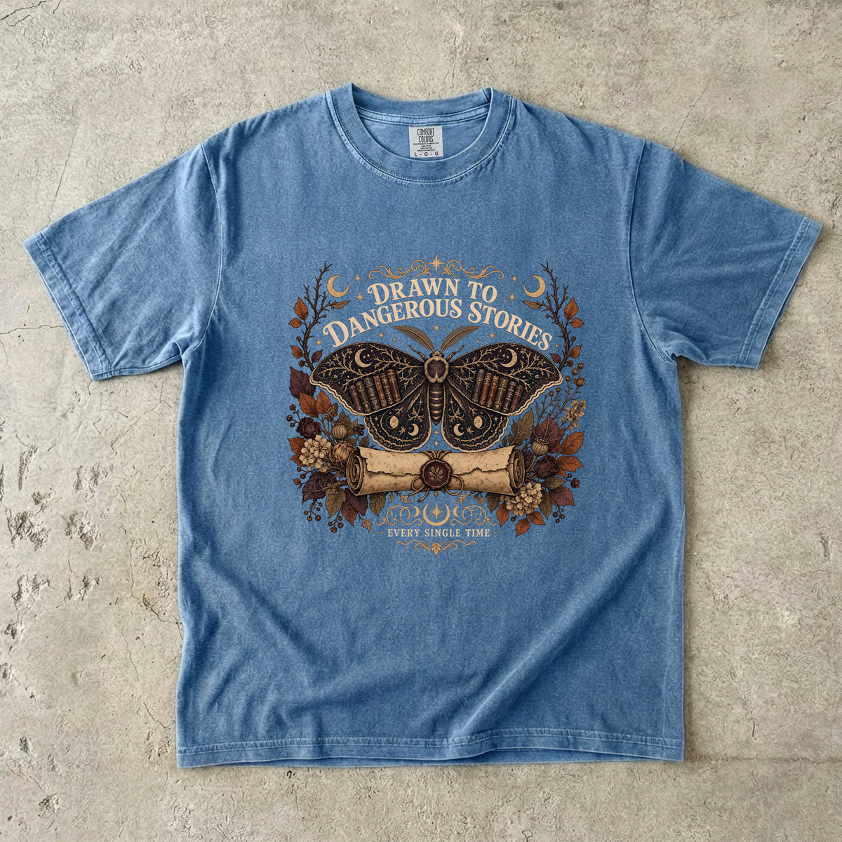 Drawn to Dangerous Stories Romantasy Reader T-Shirt