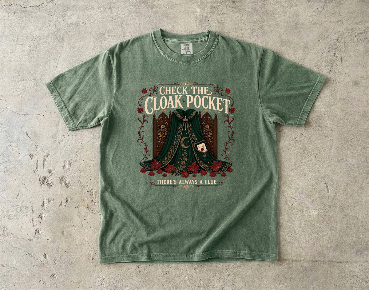 Check the Cloak Pocket Romantasy Reader T-Shirt