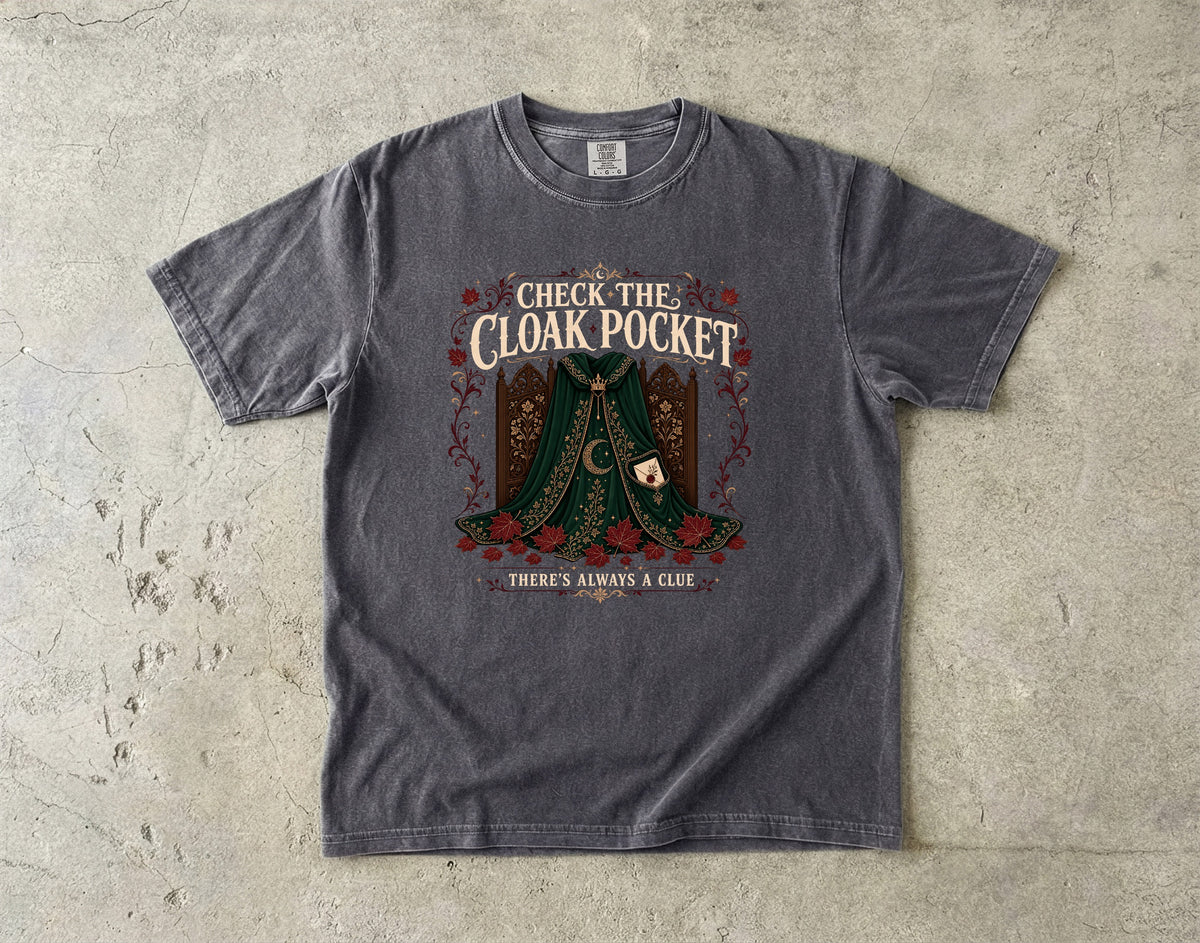 Check the Cloak Pocket Romantasy Reader T-Shirt