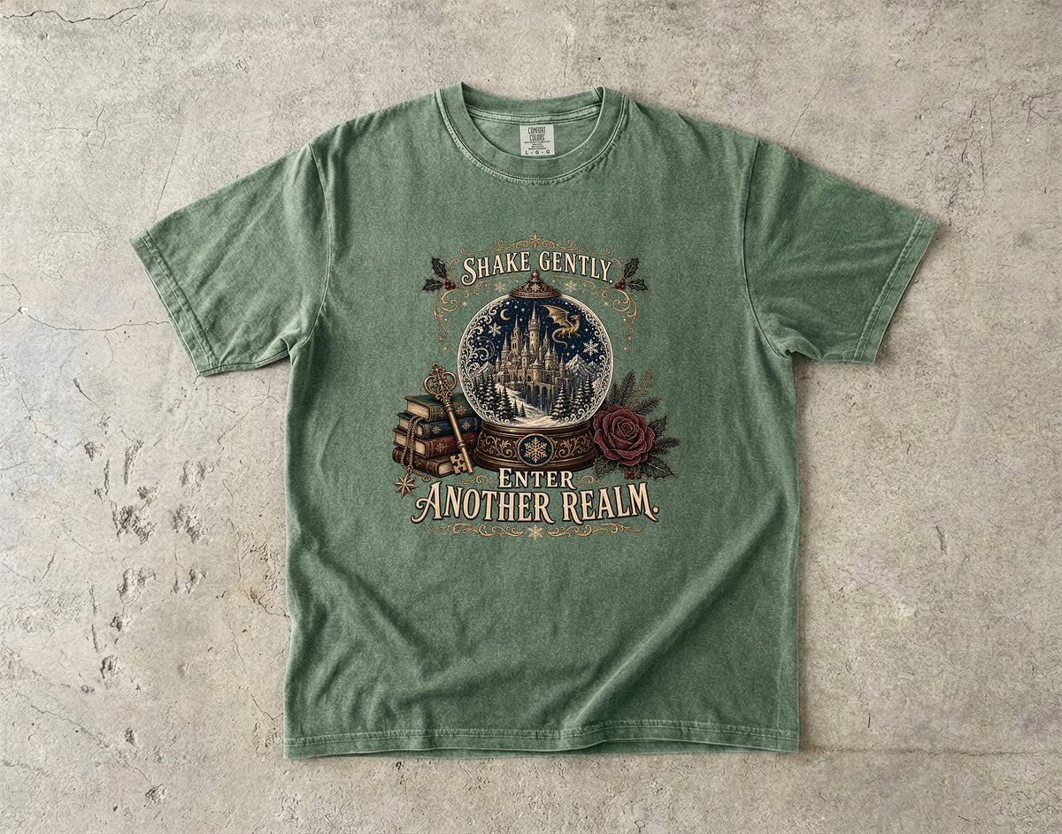 Shake Gently, Enter Another Realm Romantasy Reader T-Shirt