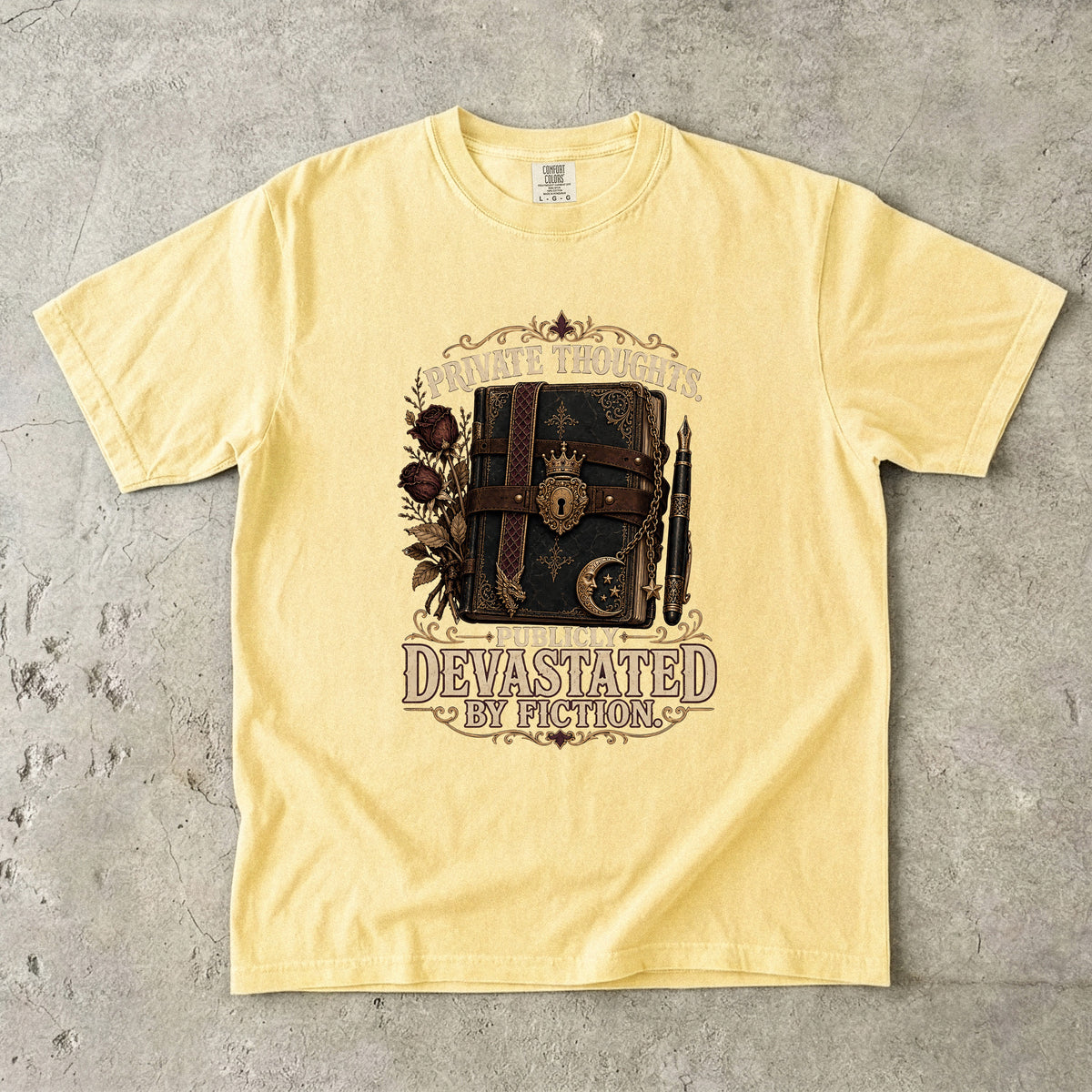 Private Thoughts, Publicly Devastated by Fiction Romantasy Reader T-Shirt