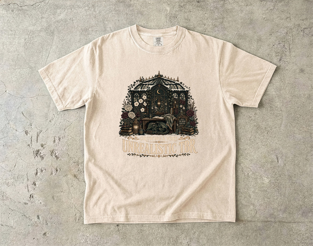 Growing a Very Unrealistic TBR Romantasy Reader T-Shirt