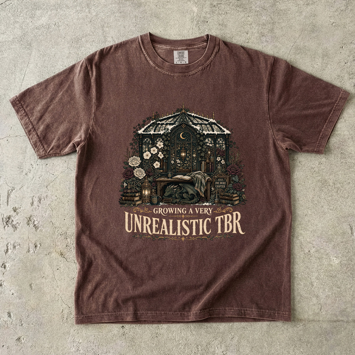 Growing a Very Unrealistic TBR Romantasy Reader T-Shirt
