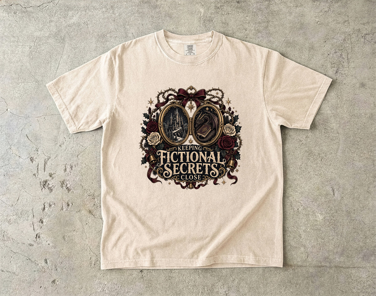 Keeping Fictional Secrets Close Romantasy Reader T-Shirt