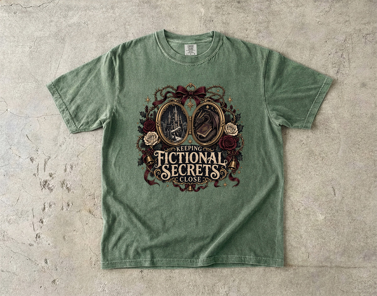 Keeping Fictional Secrets Close Romantasy Reader T-Shirt
