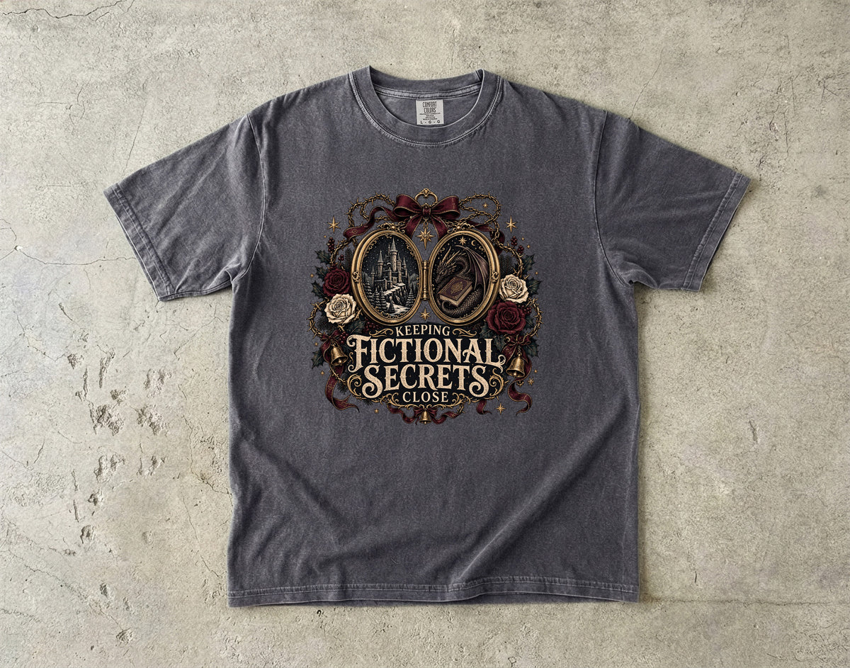 Keeping Fictional Secrets Close Romantasy Reader T-Shirt