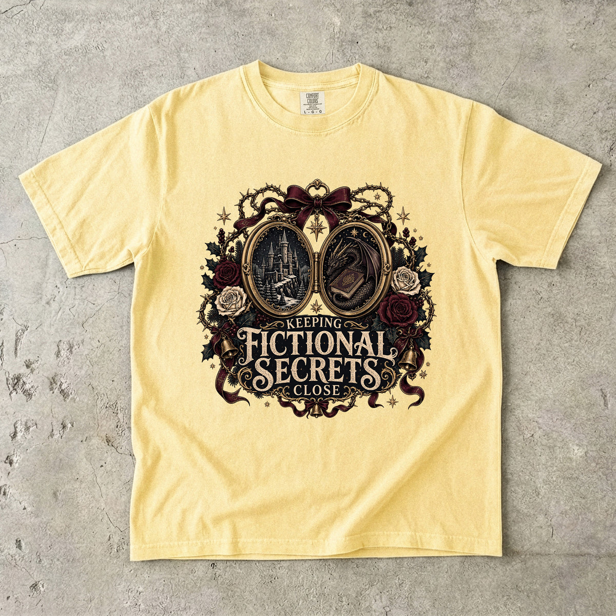 Keeping Fictional Secrets Close Romantasy Reader T-Shirt