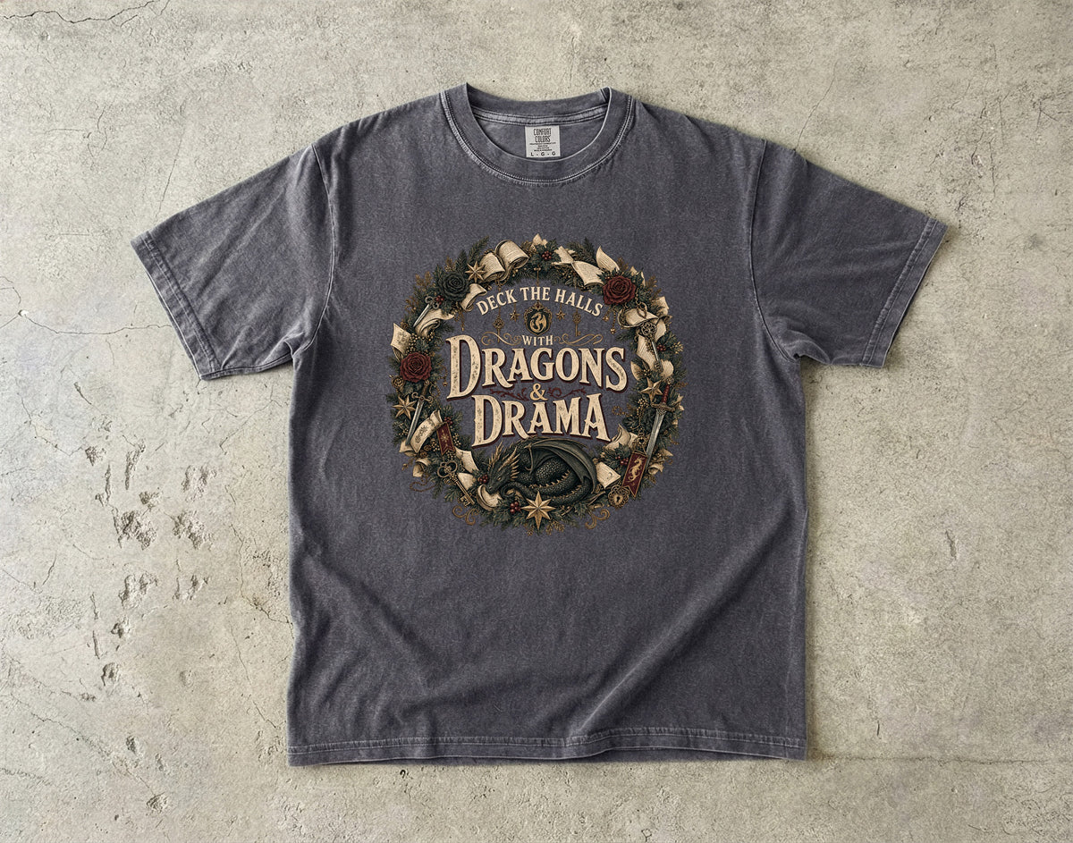 Deck the Halls With Dragons & Drama Romantasy Reader T-Shirt