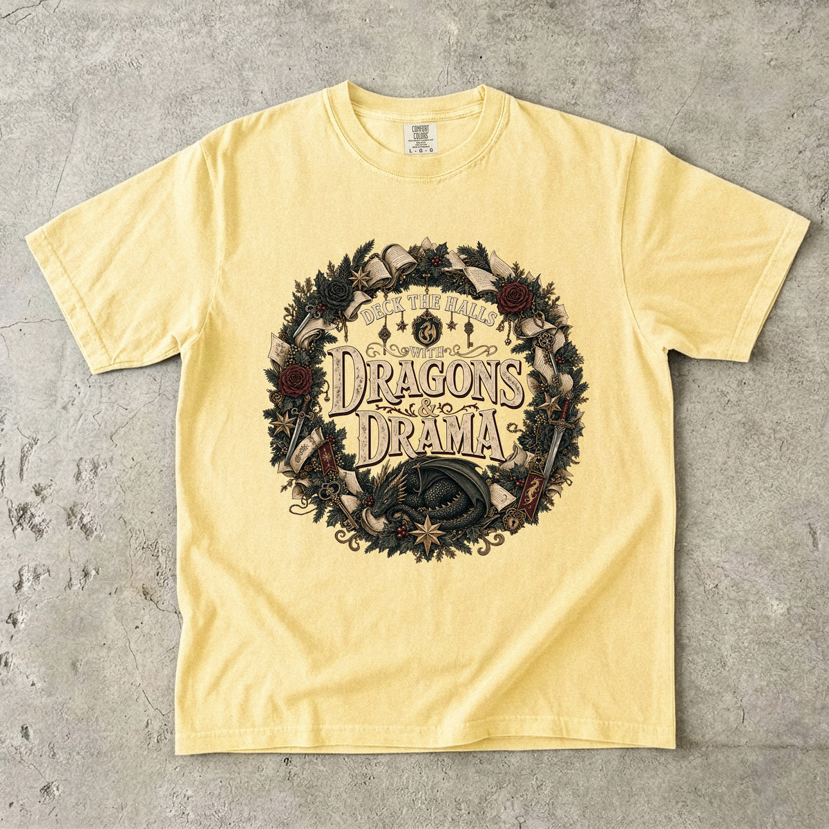 Deck the Halls With Dragons & Drama Romantasy Reader T-Shirt