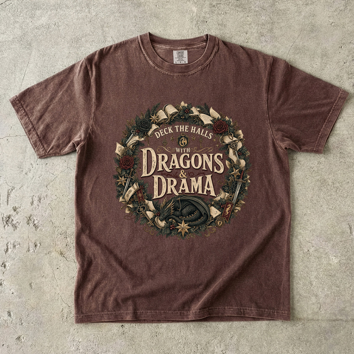 Deck the Halls With Dragons & Drama Romantasy Reader T-Shirt