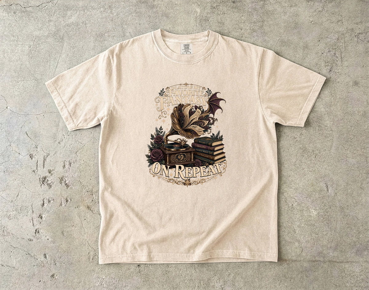 Playing My Favorite Fantasy on Repeat Romantasy Reader T-Shirt
