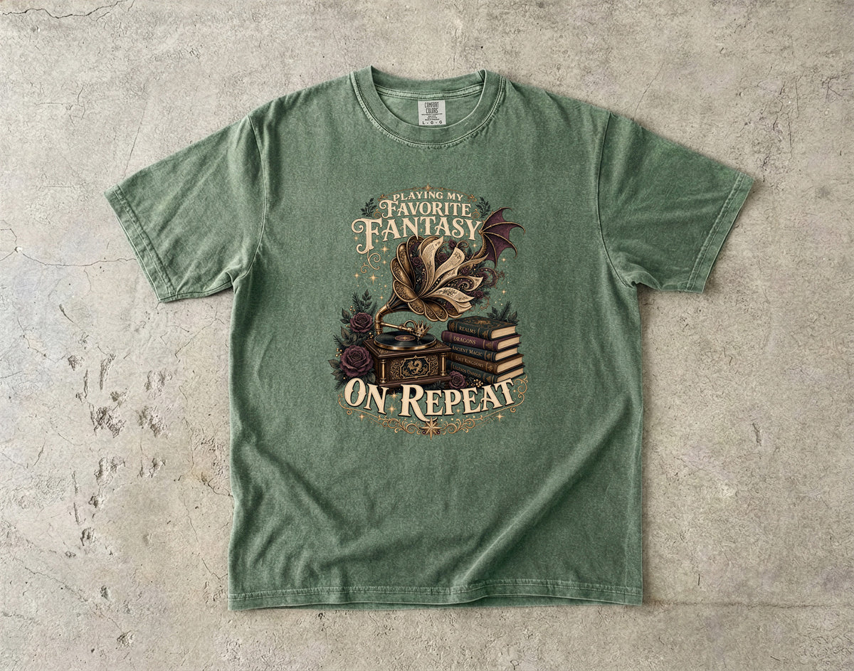 Playing My Favorite Fantasy on Repeat Romantasy Reader T-Shirt