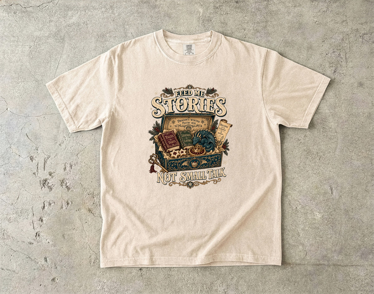 Feed Me Stories, Not Small Talk Romantasy Reader T-Shirt