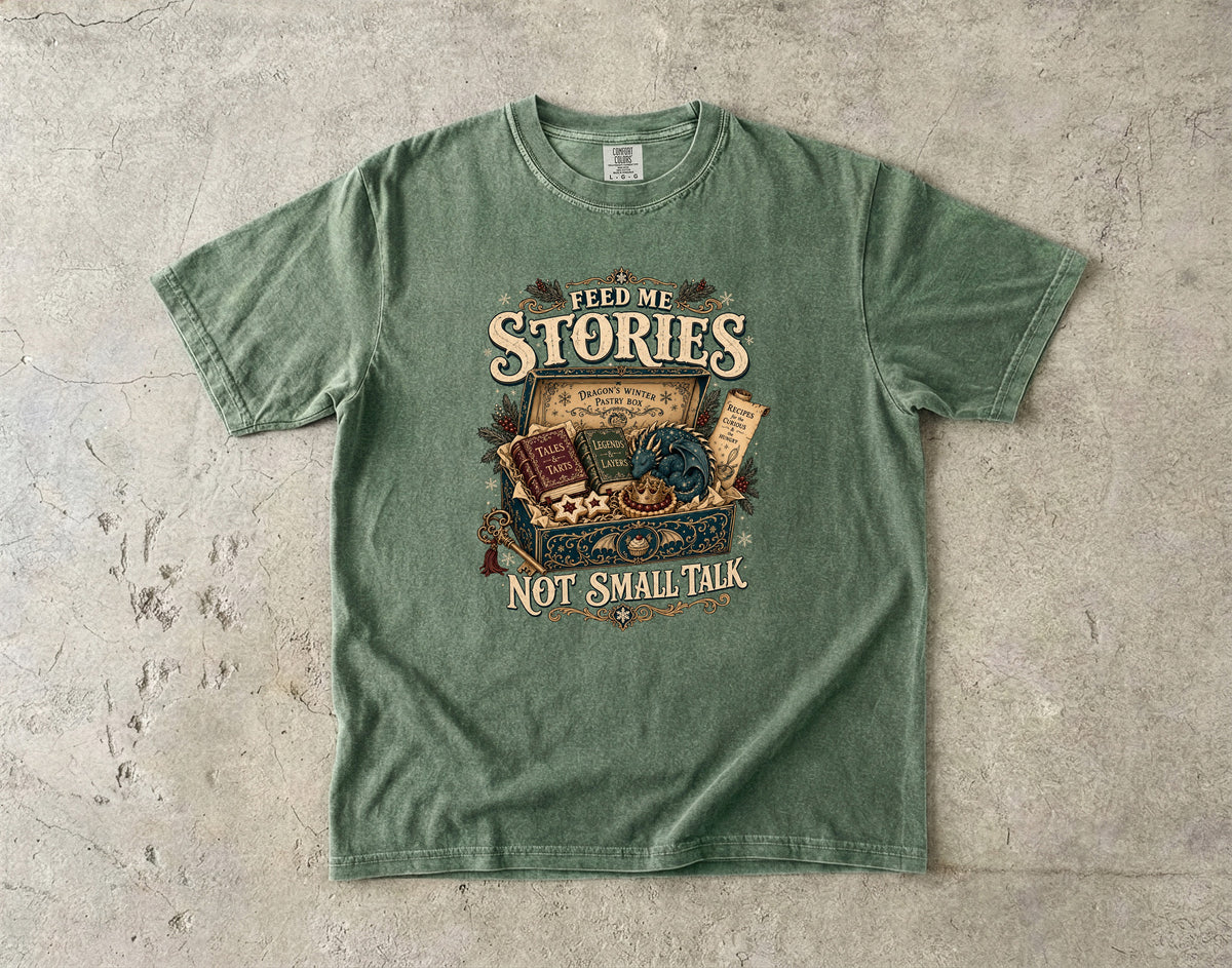 Feed Me Stories, Not Small Talk Romantasy Reader T-Shirt
