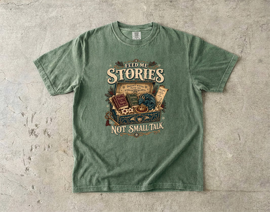 Feed Me Stories, Not Small Talk Romantasy Reader T-Shirt
