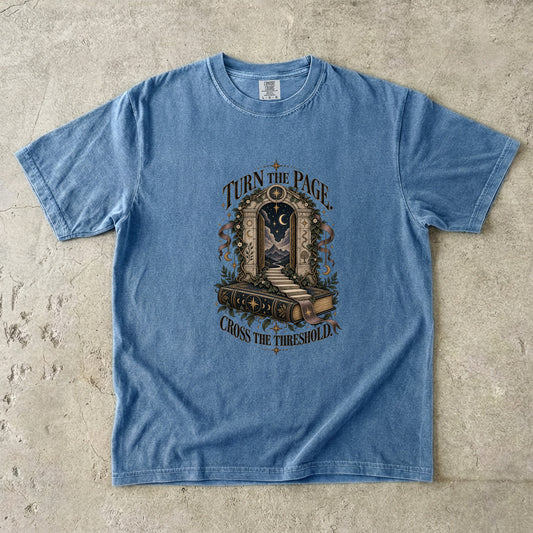 Turn the Page, Cross the Threshold Romantasy Reader T-Shirt