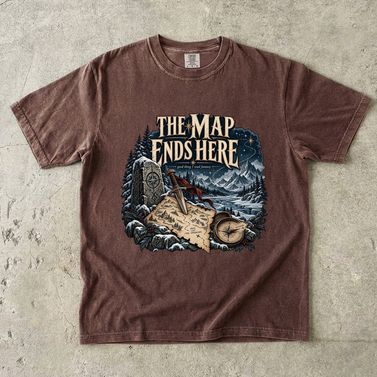 The Map Ends Here Romantasy Reader T-Shirt