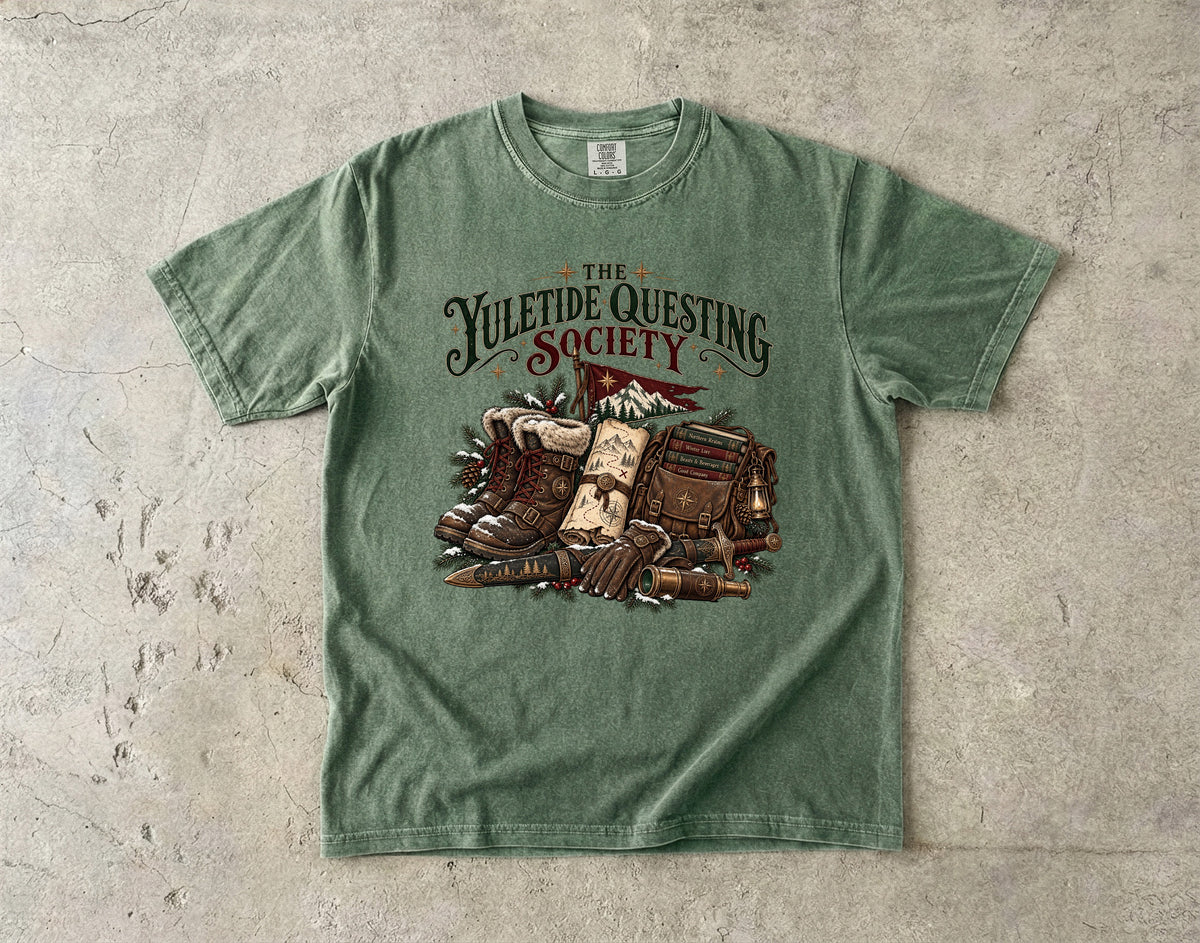 The Yuletide Questing Society Romantasy Reader T-Shirt