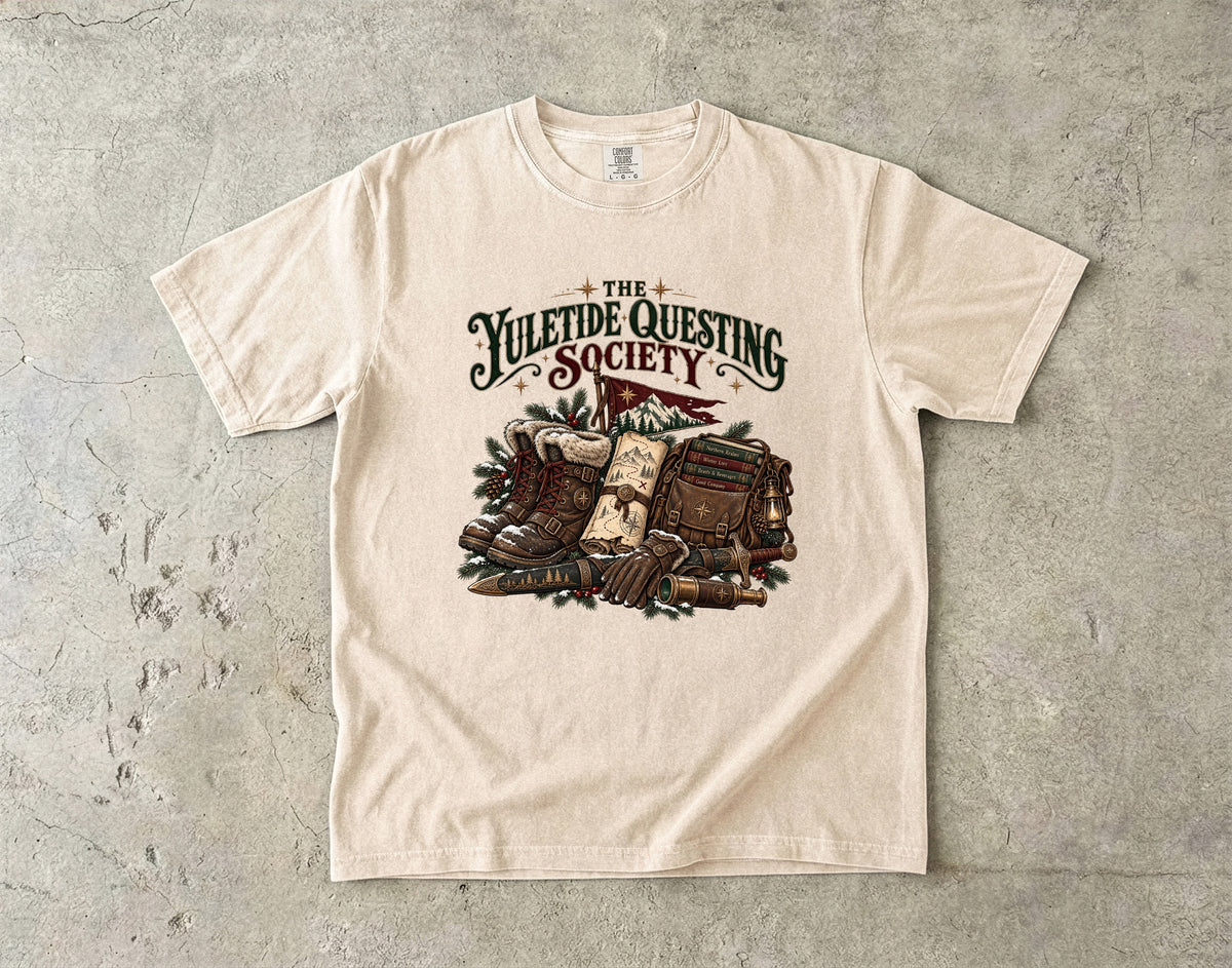 The Yuletide Questing Society Romantasy Reader T-Shirt