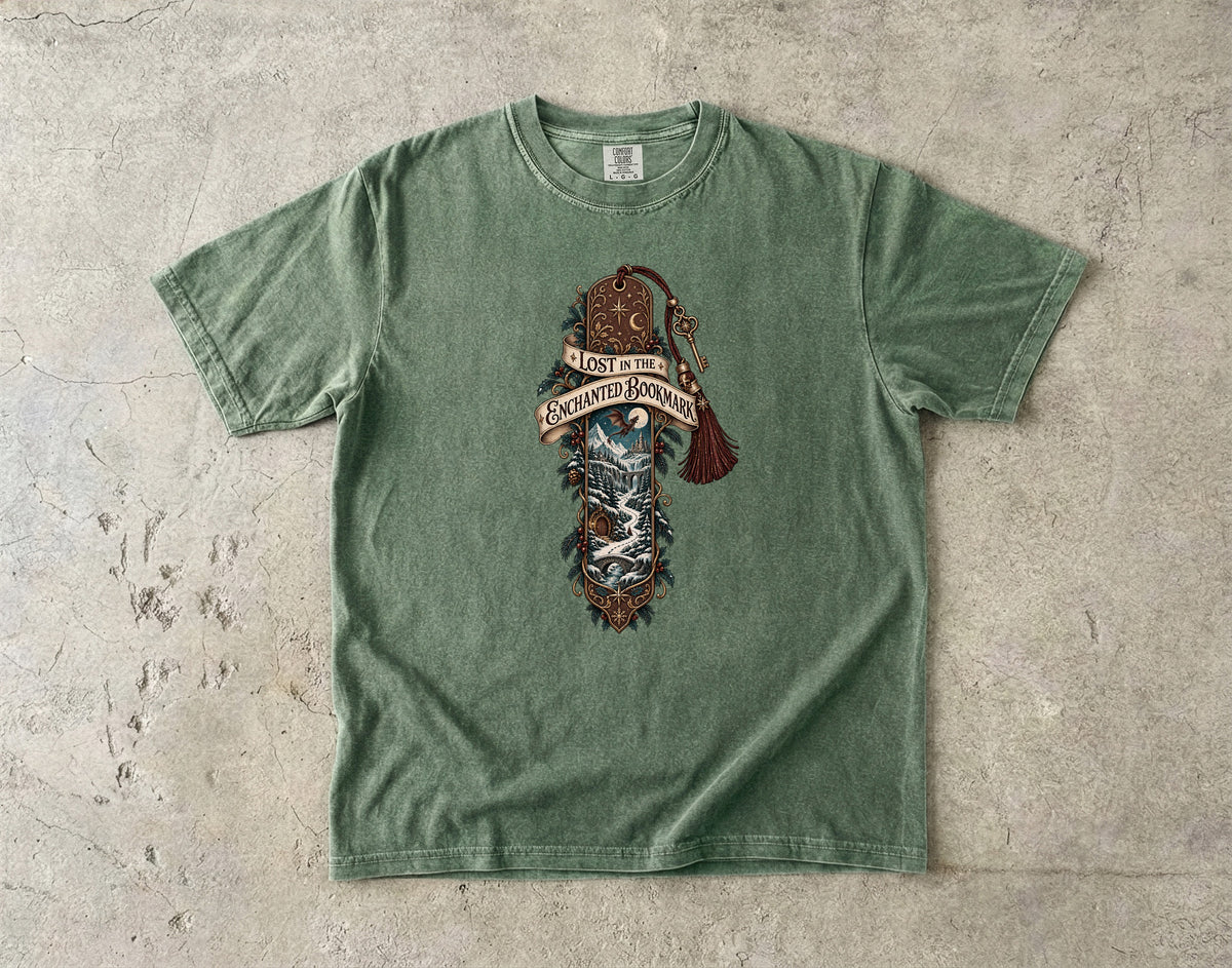 Lost in the Enchanted Bookmark Romantasy Reader T-Shirt
