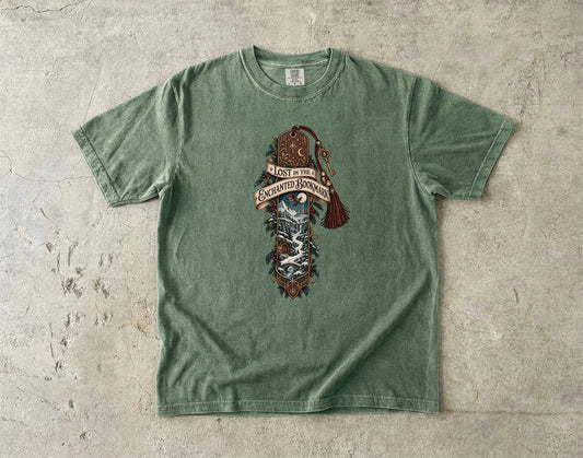 Lost in the Enchanted Bookmark Romantasy Reader T-Shirt