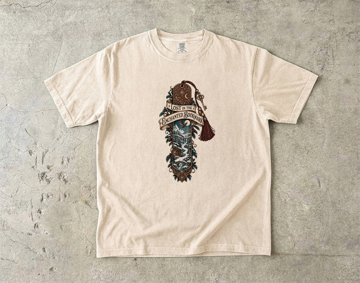 Lost in the Enchanted Bookmark Romantasy Reader T-Shirt