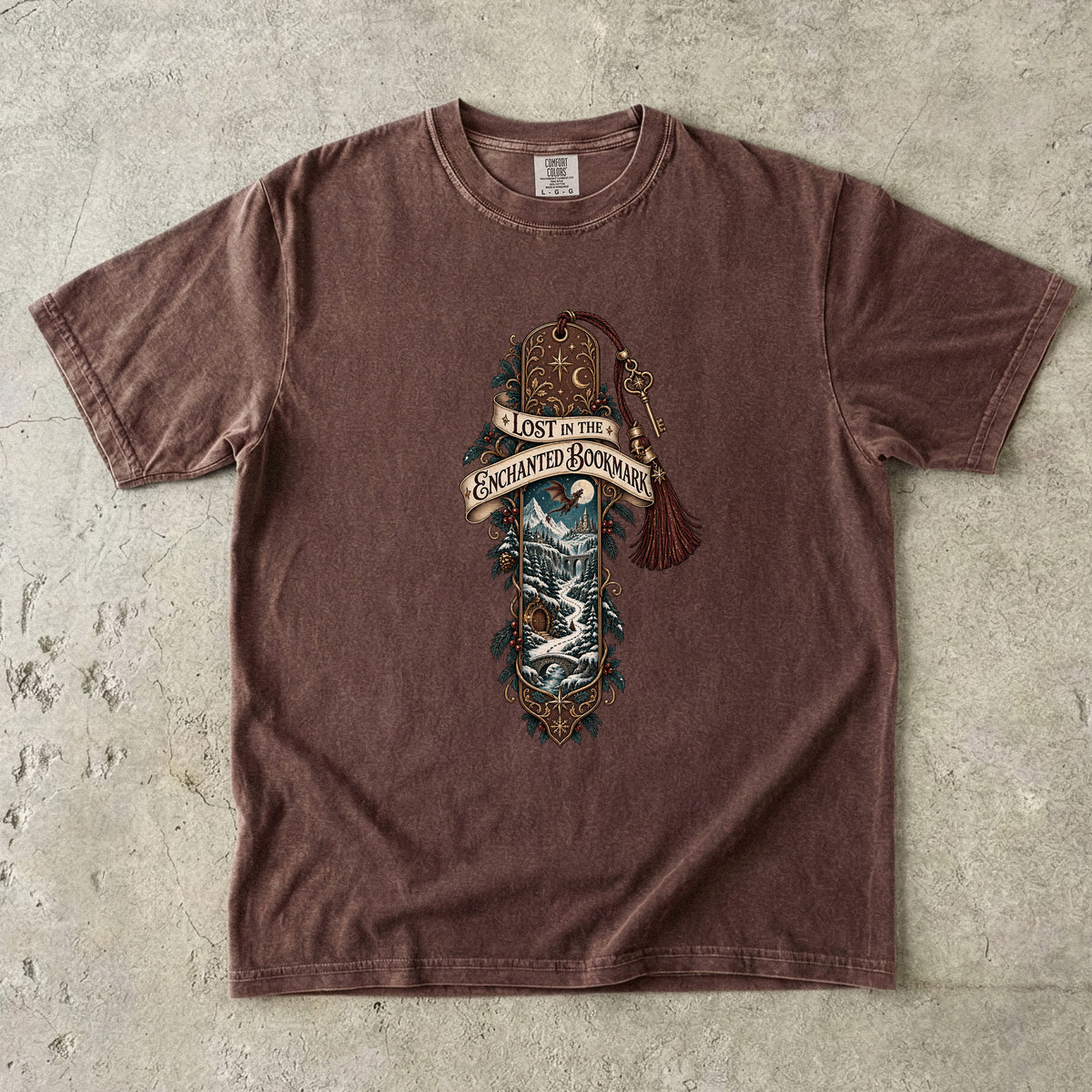 Lost in the Enchanted Bookmark Romantasy Reader T-Shirt