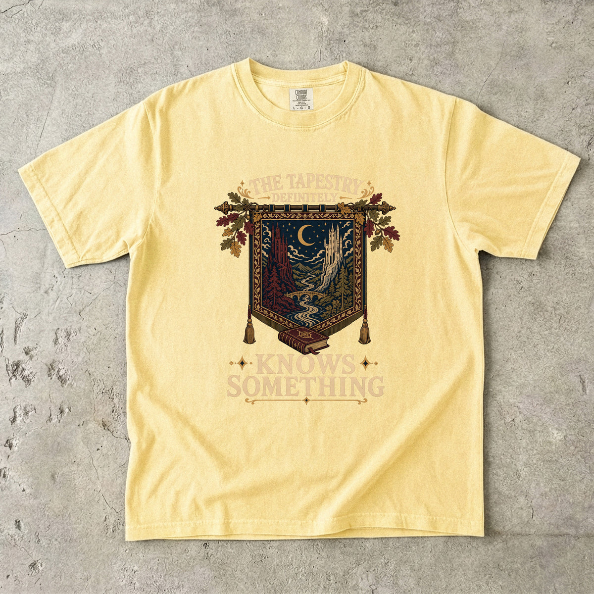The Tapestry Definitely Knows Something Romantasy Reader T-Shirt