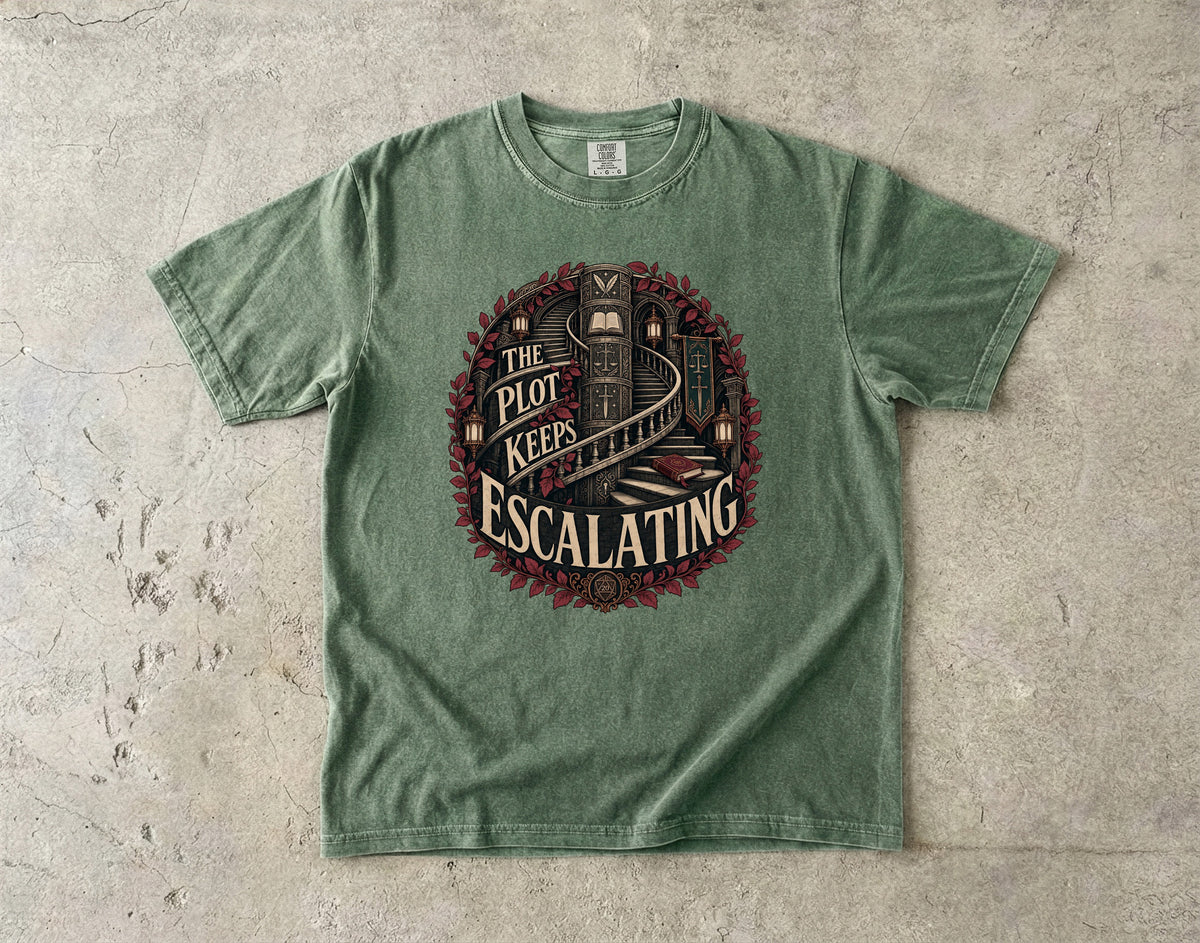 The Plot Keeps Escalating Romantasy Reader T-Shirt