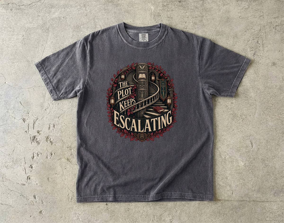 The Plot Keeps Escalating Romantasy Reader T-Shirt